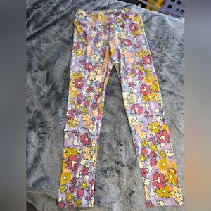LuLaRoe Women's Leggings with Pink and Yellow Floral Design